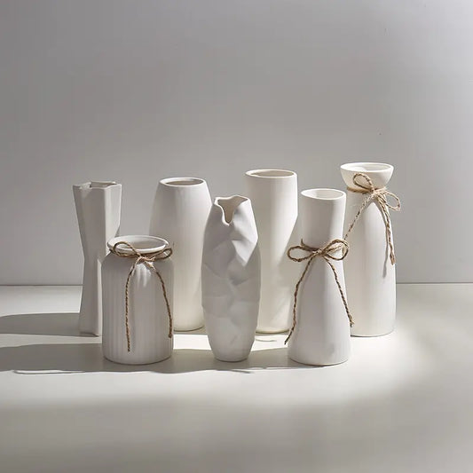 Dream House Vibez Dream House Vibez Modern Minimalist White Hemp Rope Ceramic Vase